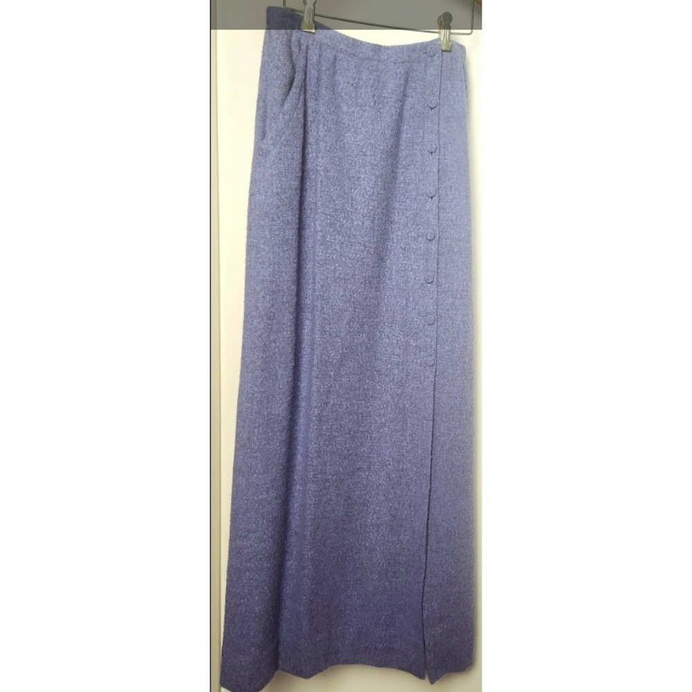 Doncaster Vintage 1990d Periwinkle Wool Blend Button Side Maxi Skirt 10 USA
